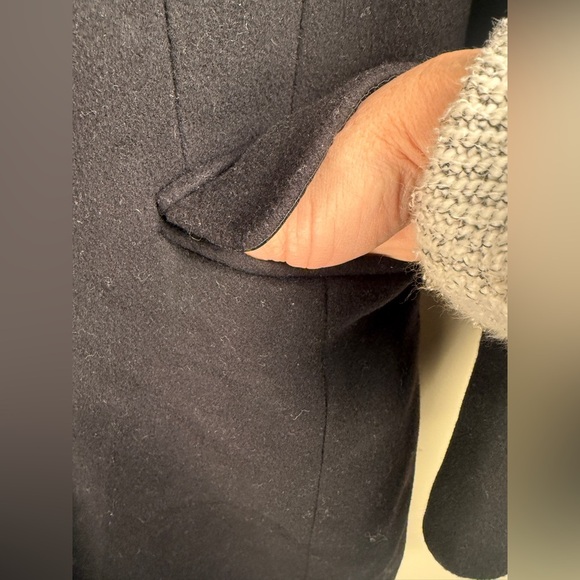 J. Crew Wool Cashmere Lined Mid-Length Black Coat Size 2 Petite Soft - Picture 4 of 10